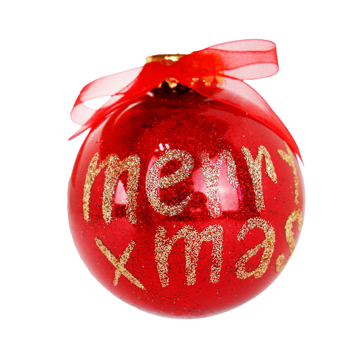 Esfera Navideña Brillante "merry xmas", Color Rojo, 10 cm