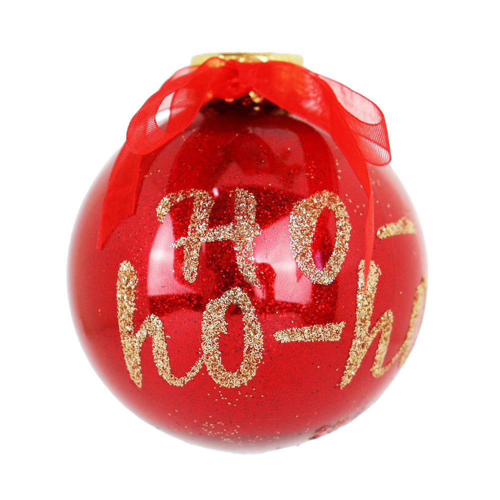 Esfera Navideña Brillante "HoHoHo", Color Rojo, 10 cm