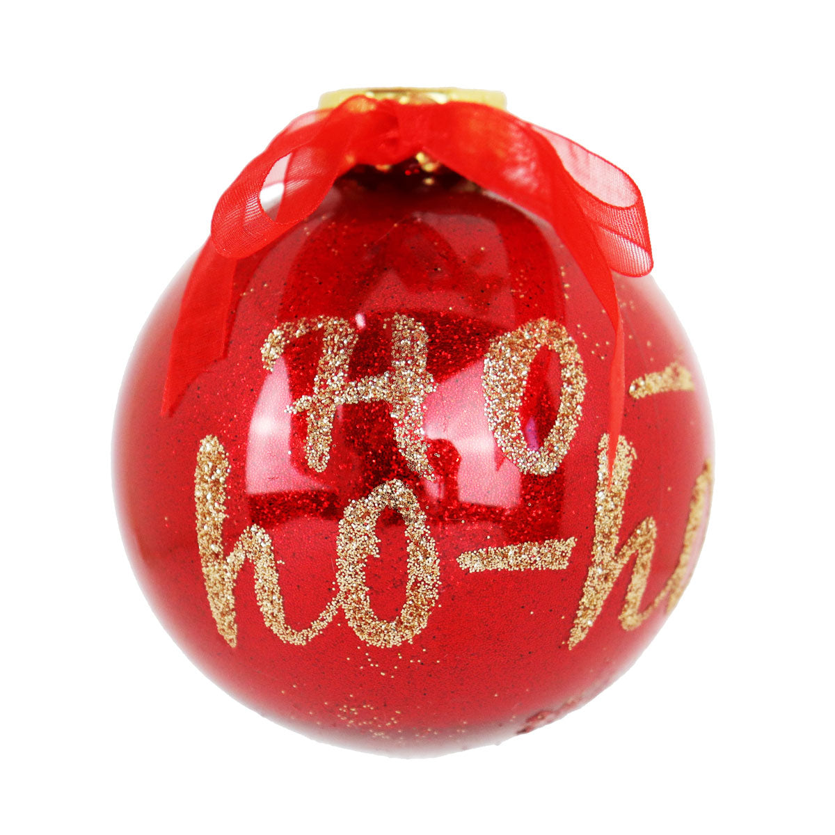Esfera Navideña Brillante "HoHoHo", Color Rojo, 10 cm