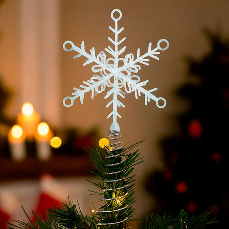 Copo de Nieve para Punta de Árbol de Navidad, color Blanco