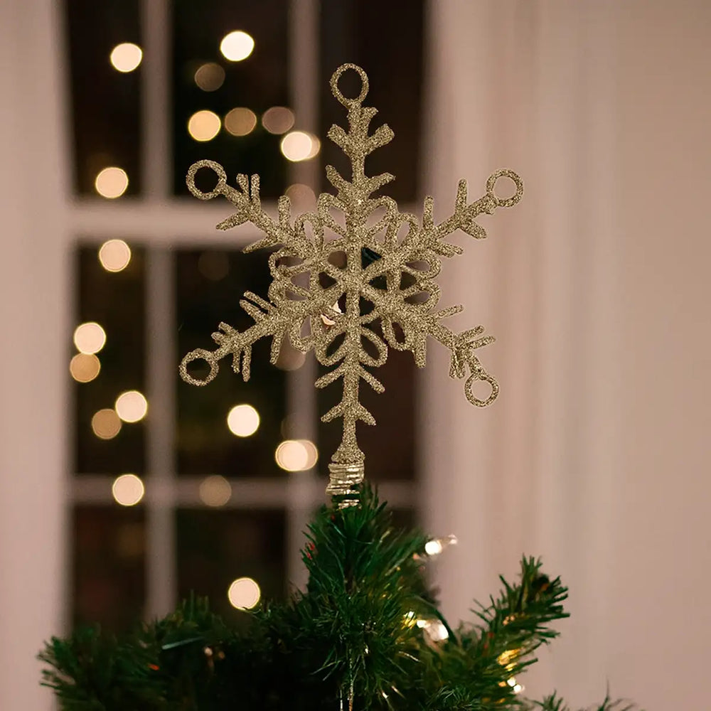 Copo de Nieve para Punta de Árbol de Navidad, color Oro