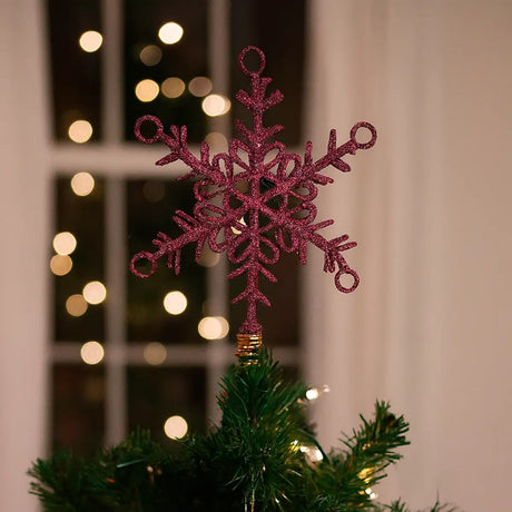 Copo de Nieve color Vino para Punta de Árbol de Navidad