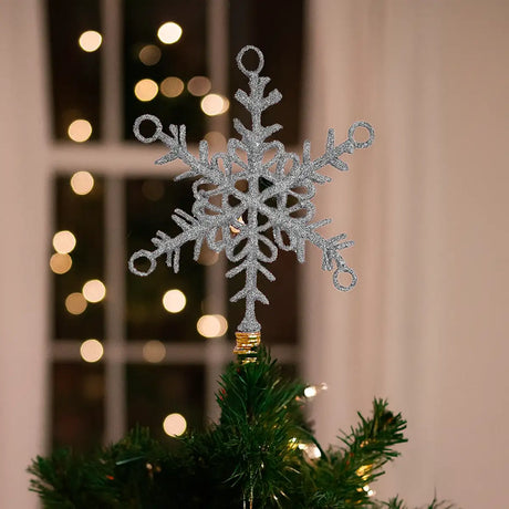 Copo de Nieve color Plata para Punta de Árbol de Navidad