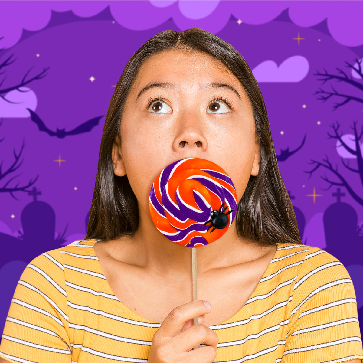 Paleta de Caramelo, Araña, Color Morado, Halloween