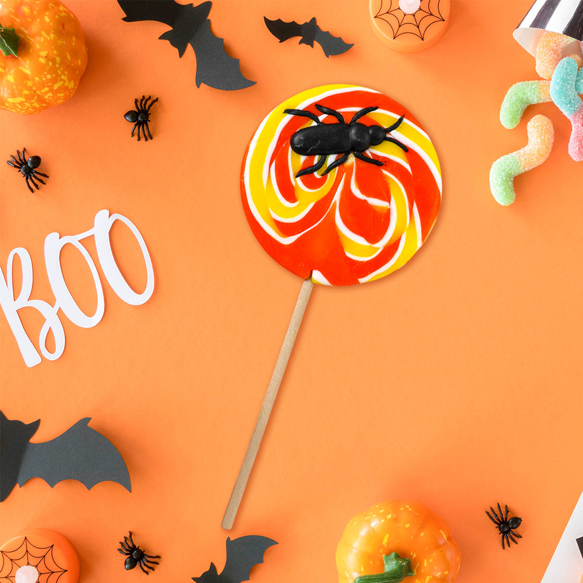 Paleta de Caramelo, Araña, Color Amarillo, Halloween