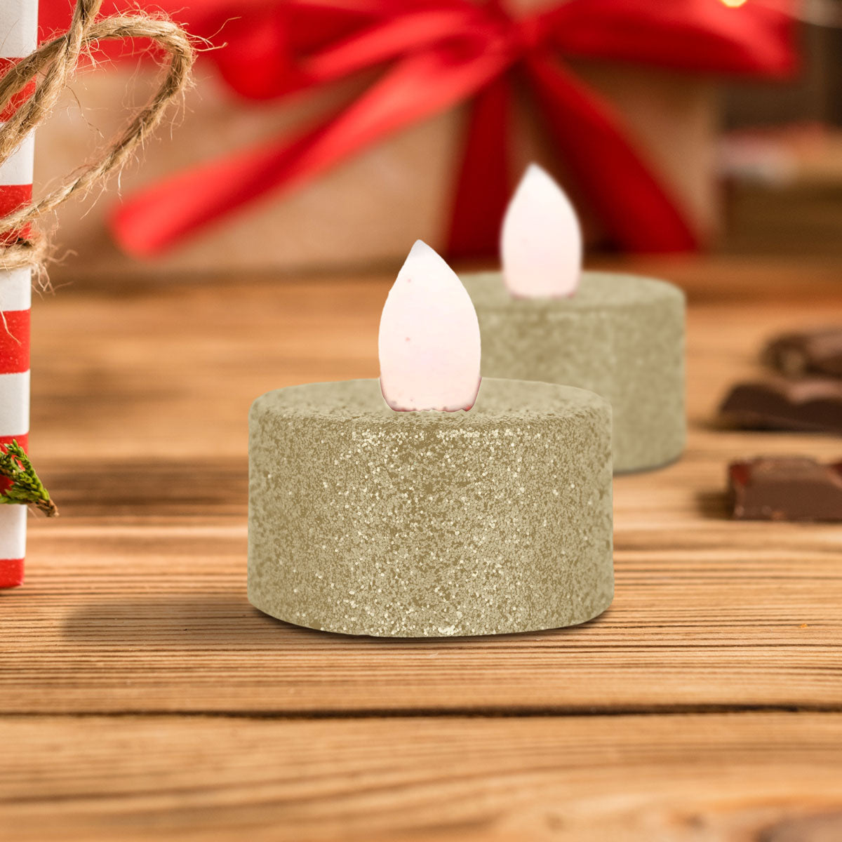 Velas LED, 2 pzas, Color Dorado