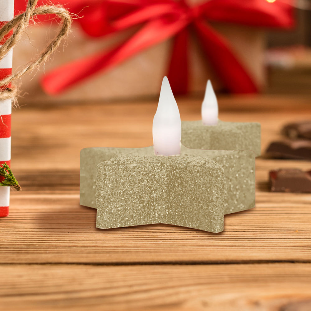 Velas LED, 2 pzas, Estrella, Color Oro