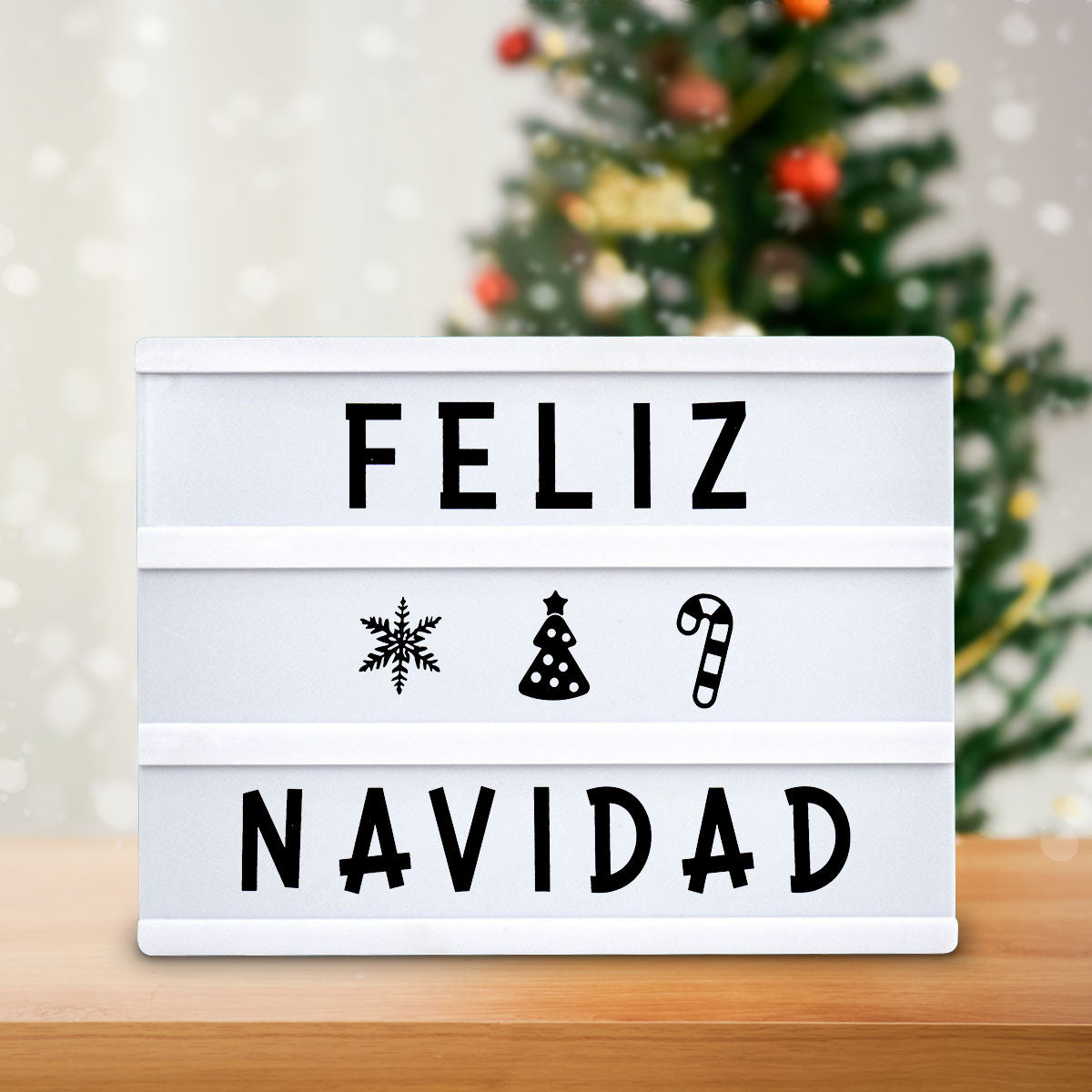 Caja con Luz LED y Letrero Navideño