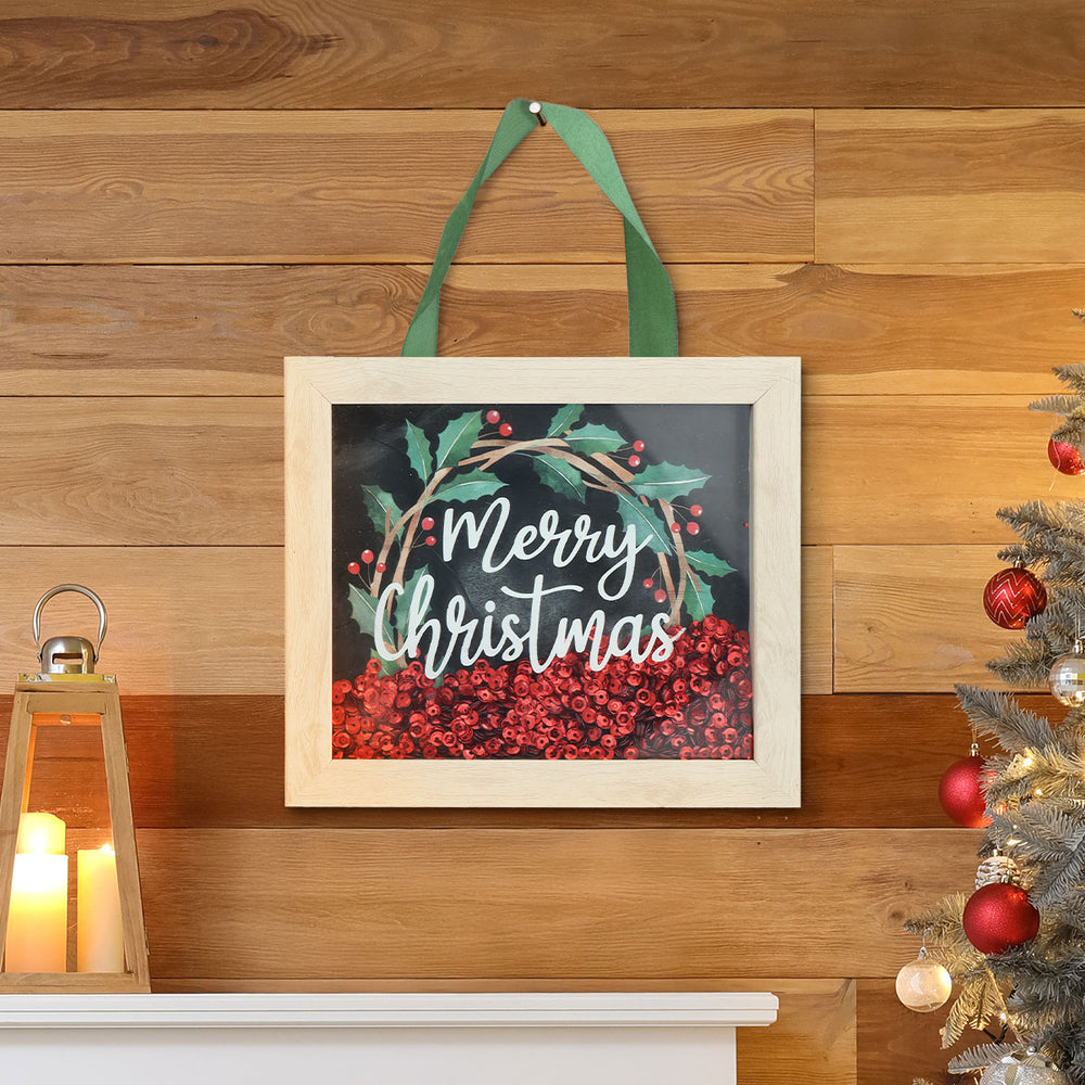 Cuadro con Temática Navideña, Merry Christmas, Muérdago