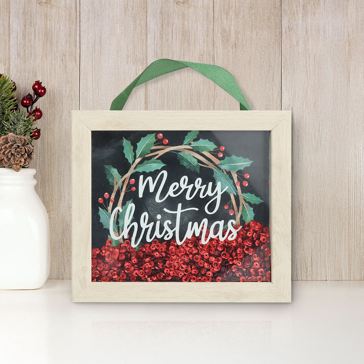 Cuadro con Temática Navideña, Merry Christmas, Muérdago