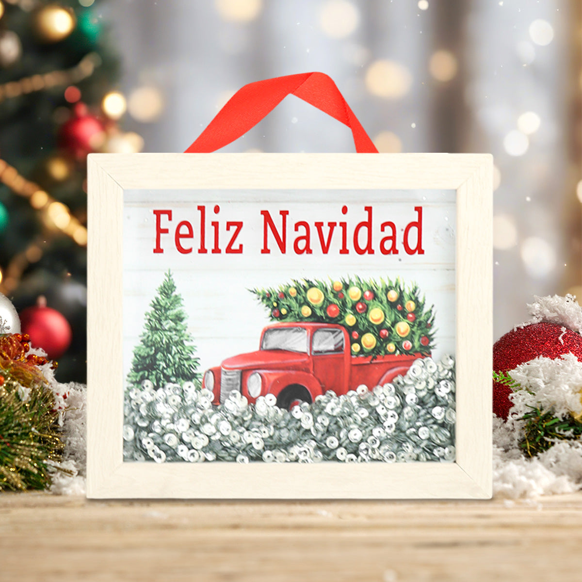 Cuadro con Temática Navideña, Feliz Navidad, Pino