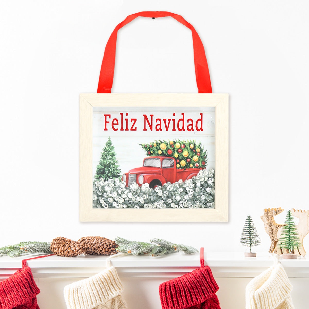 Cuadro con Temática Navideña, Feliz Navidad, Pino
