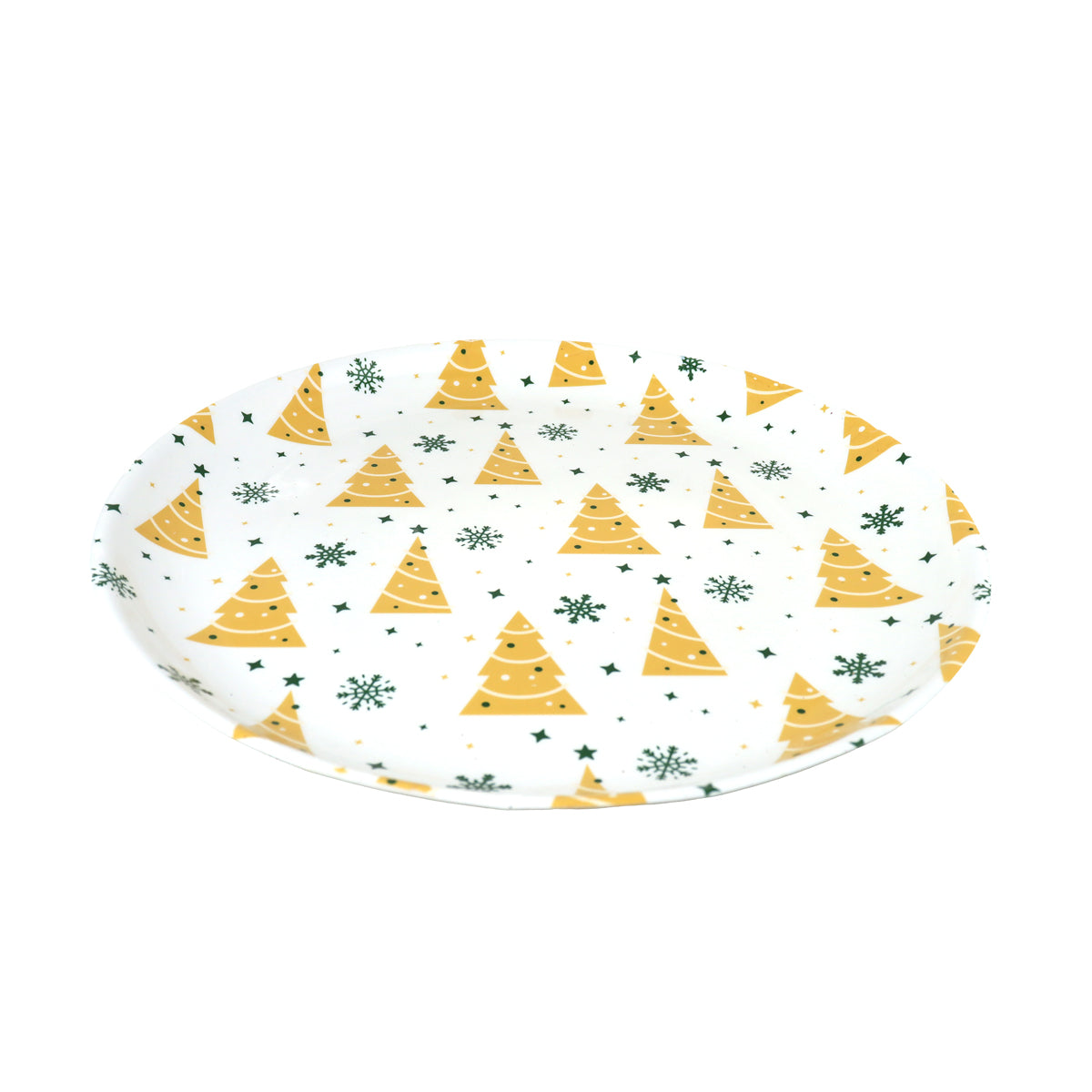 Plato de Melamina con Diseño de Árboles de Navidad