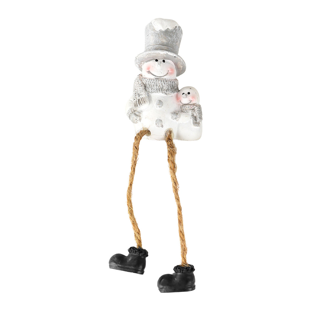 Figura de Muñeco de Nieve con Sombrero, Piernas Colgantes, Cerámica