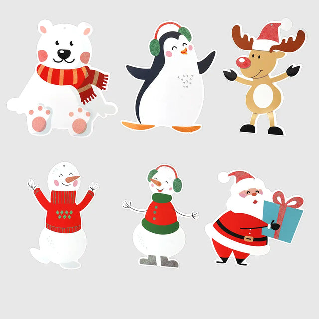 Set de 6 Decoraciones Navideñas de Papel, Santa