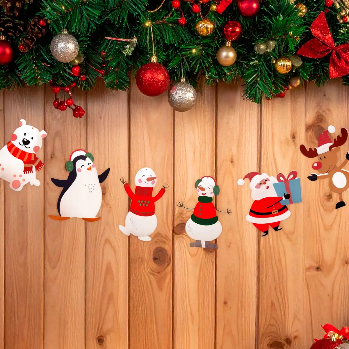 Set de 6 Decoraciones Navideñas de Papel, Santa