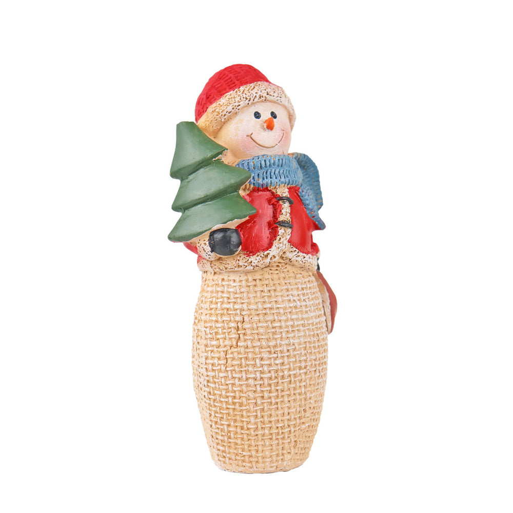 Snowman con Pino, Figura Decorativa de Cerámica