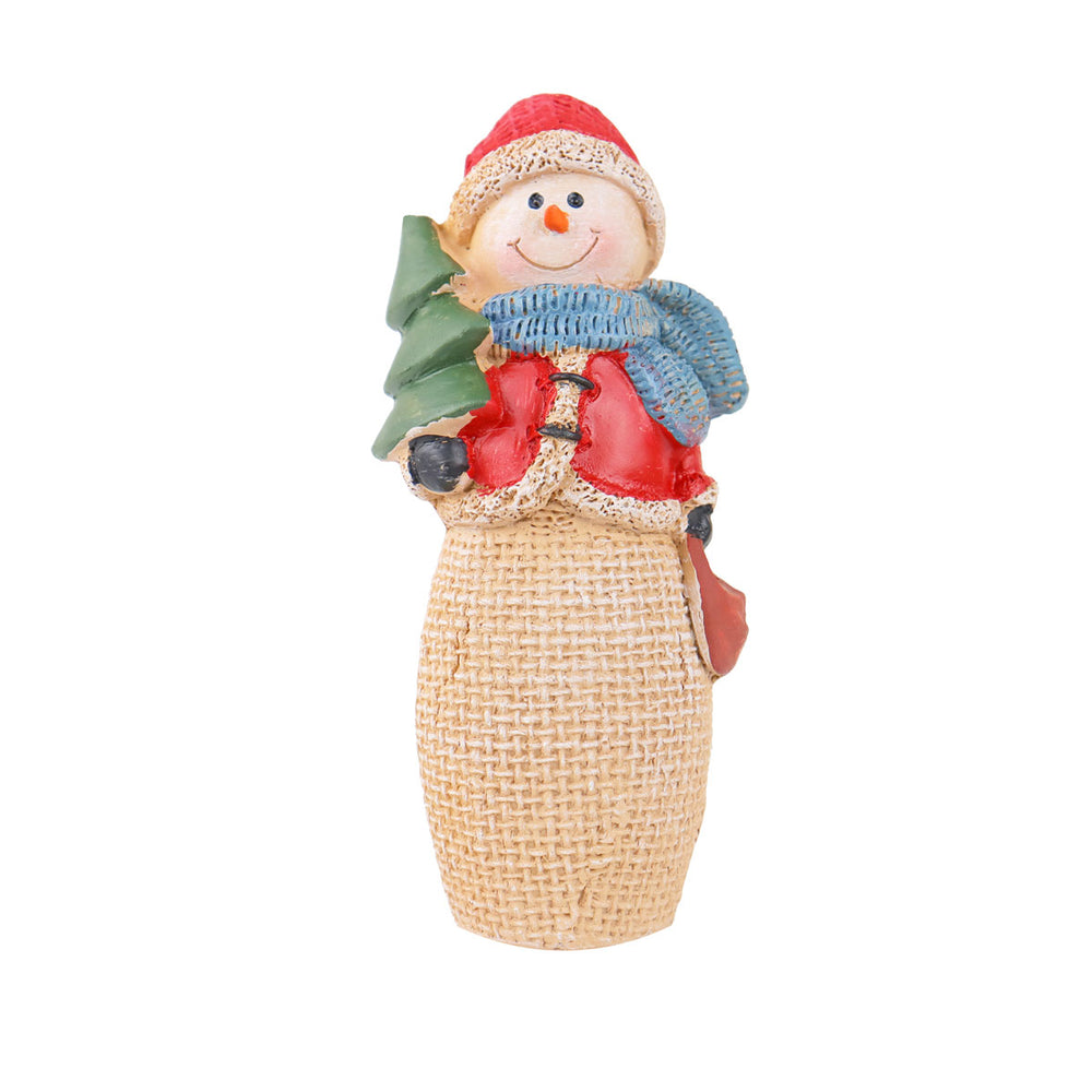 Snowman con Pino, Figura Decorativa de Cerámica