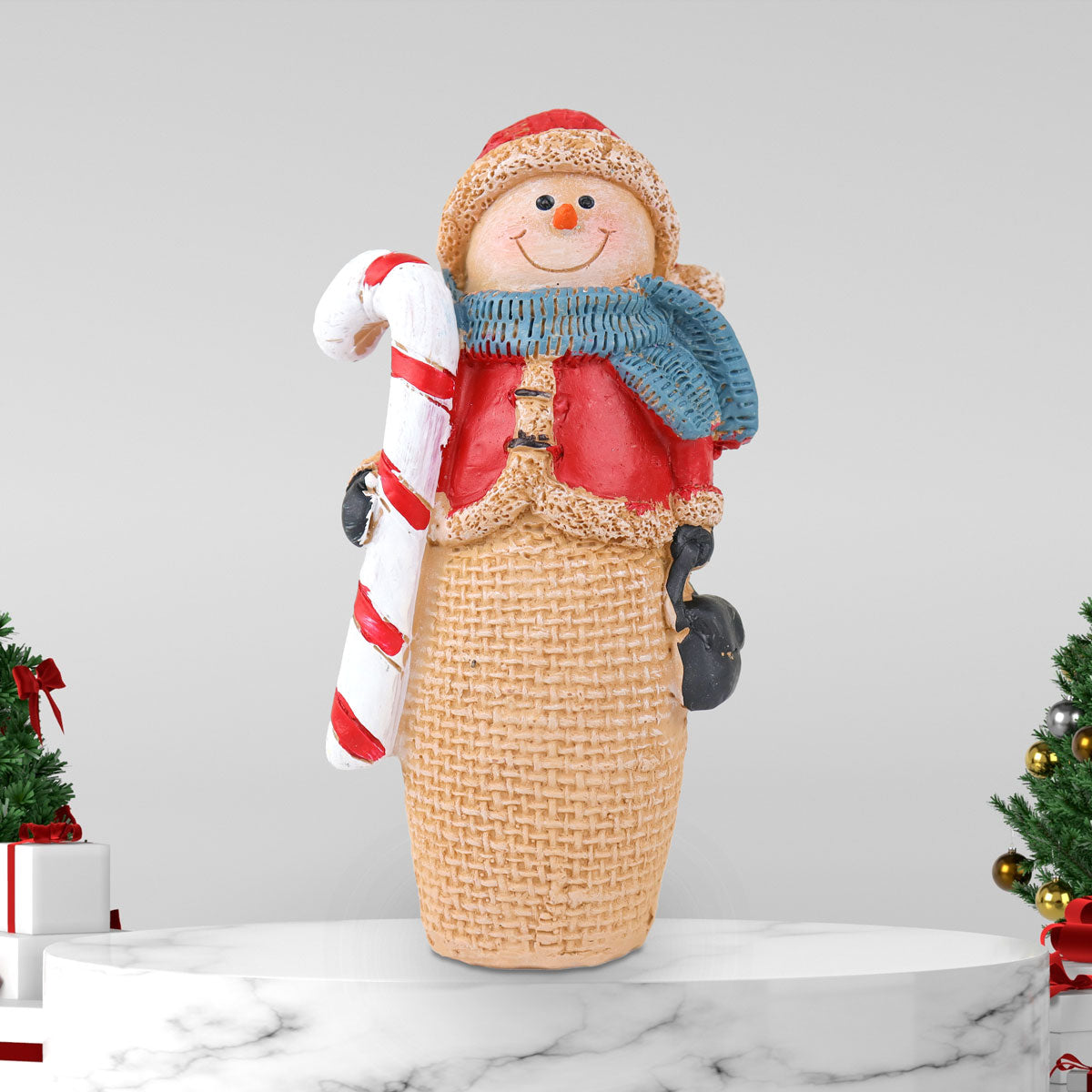 Snowman con Dulce, Figura Decorativa de Cerámica