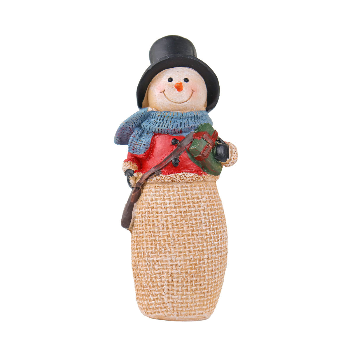 Snowman con Regalo, Figura Decorativa de Cerámica