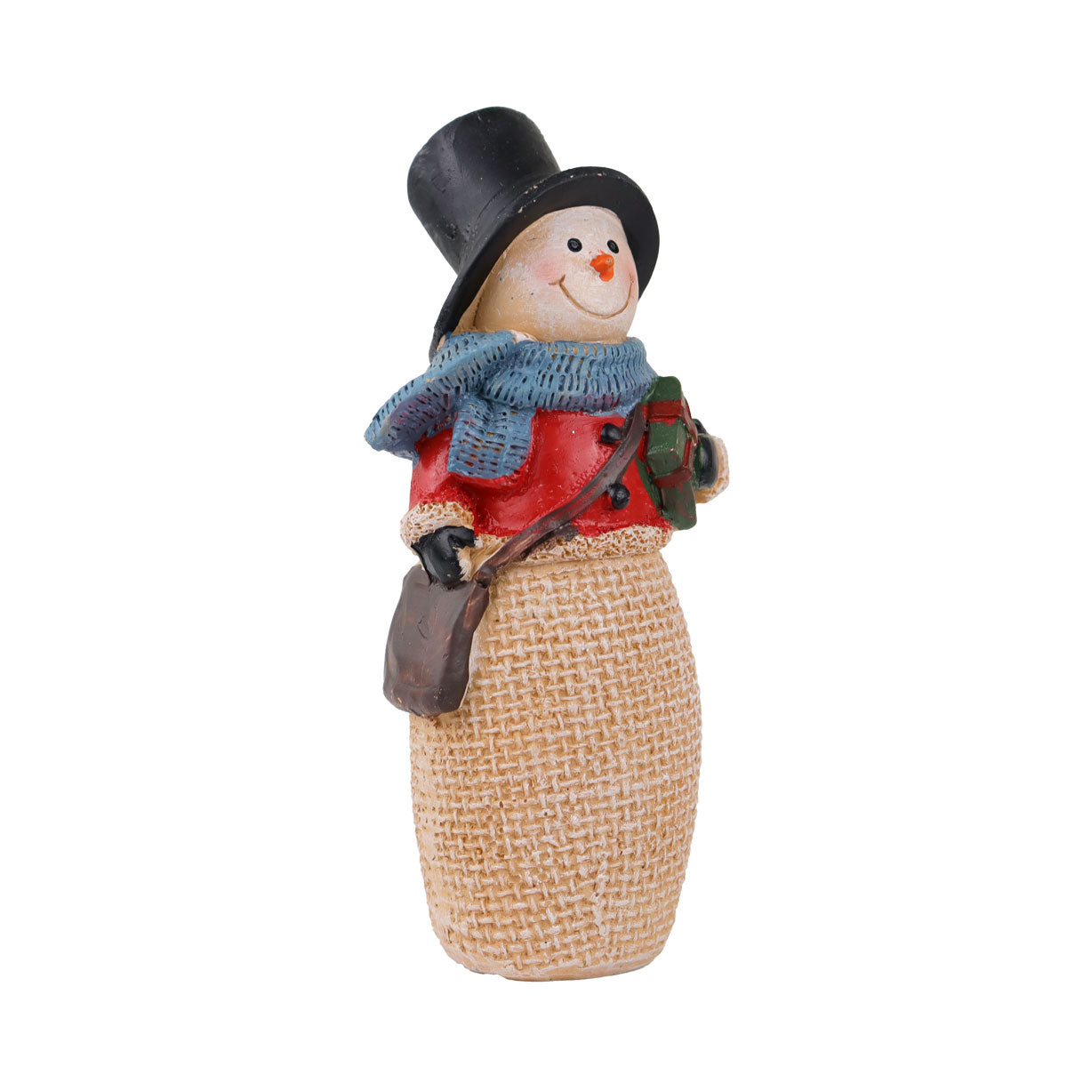 Snowman con Regalo, Figura Decorativa de Cerámica