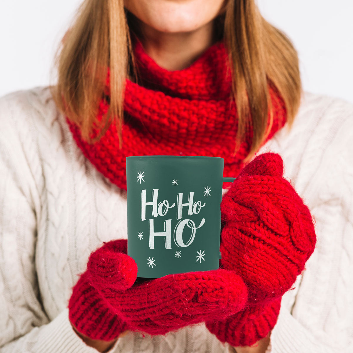 Taza de Plástico Navideña "HoHoHo" Color Verde