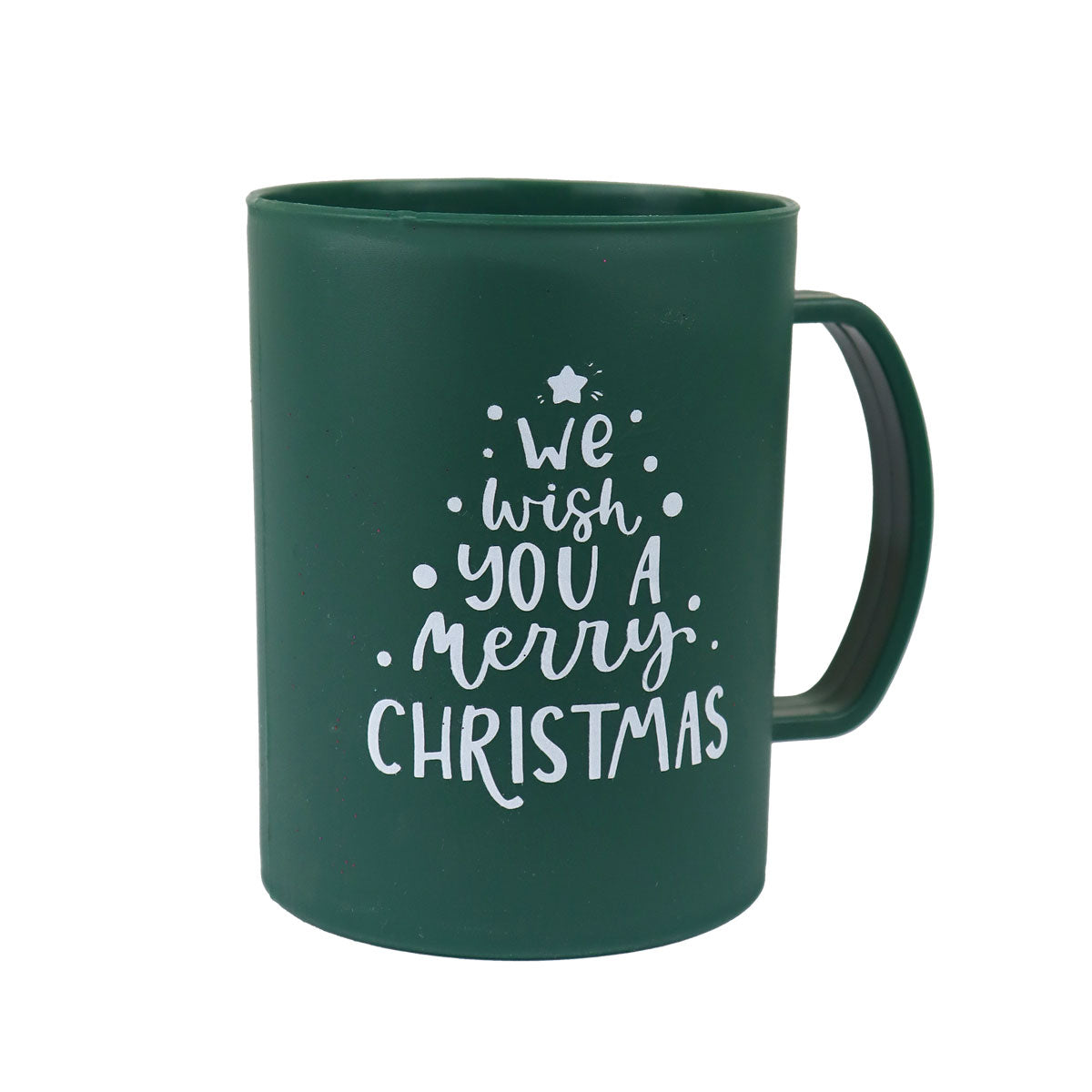 Taza de Plástico Navideña, Color Verde