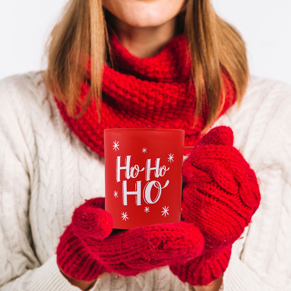 Taza de Plástico Navideña "HoHoHo" Color Rojo