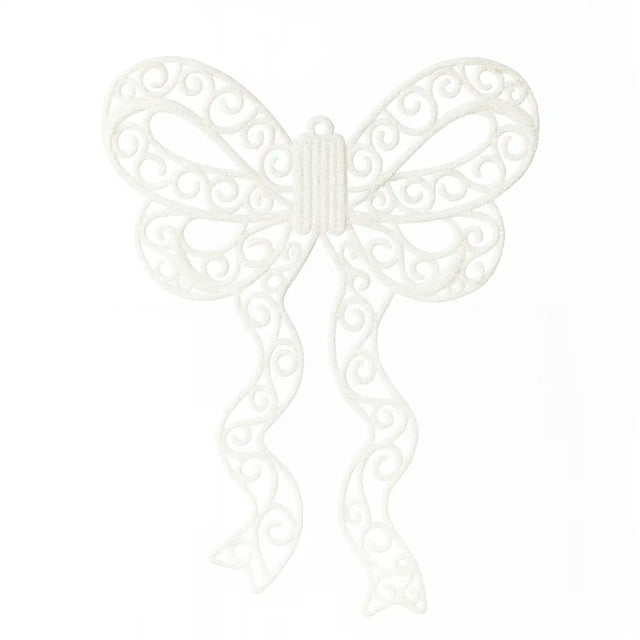 Moño Navideño color Blanco con Diamantina