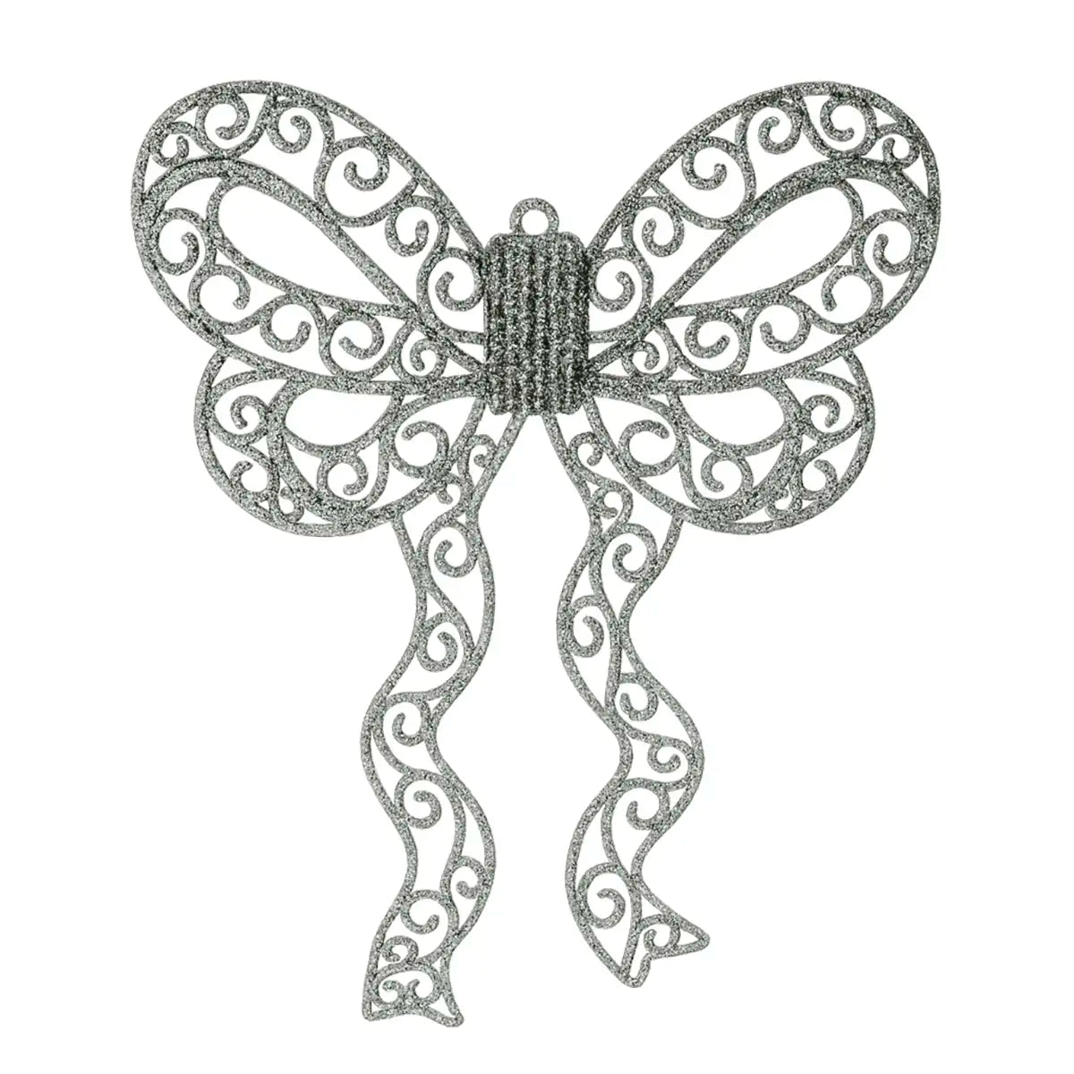 Moño Navideño color Plata con Diamantina