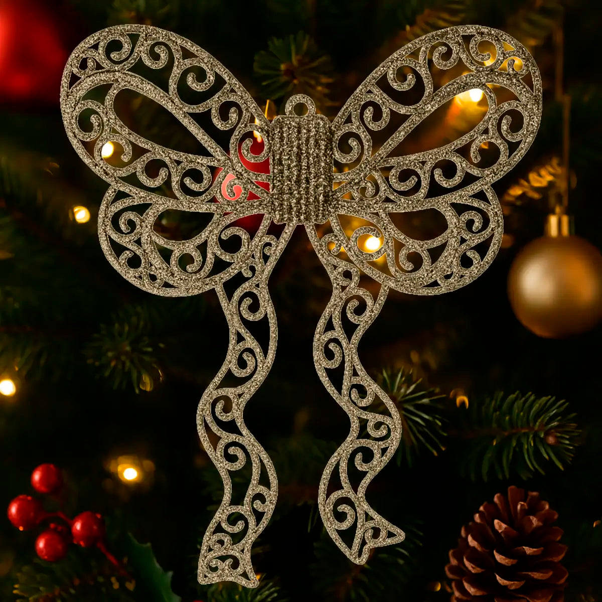 Moño Navideño con Diamantina