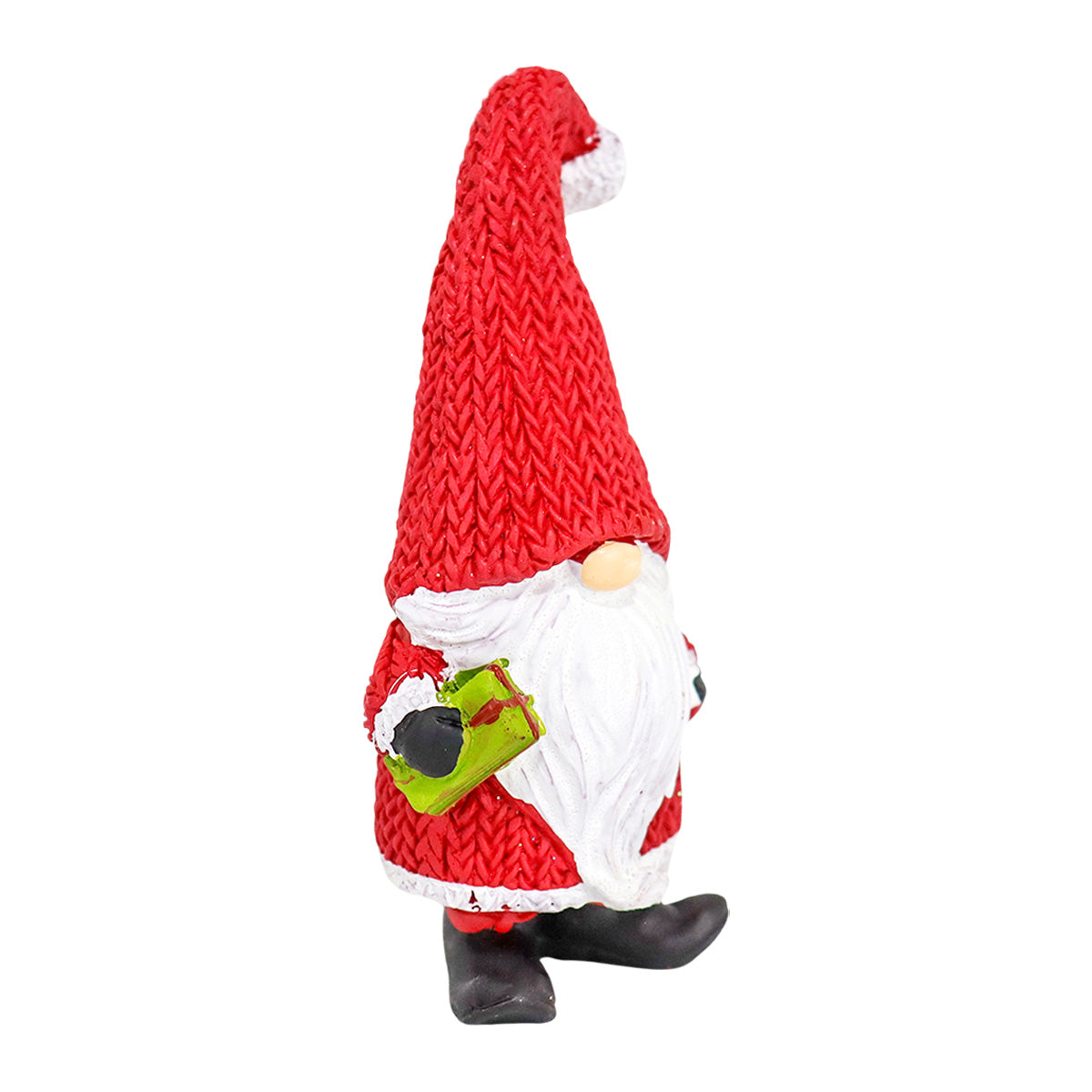 Gnomo con Regalo, Figura de Cerámica, Color Rojo