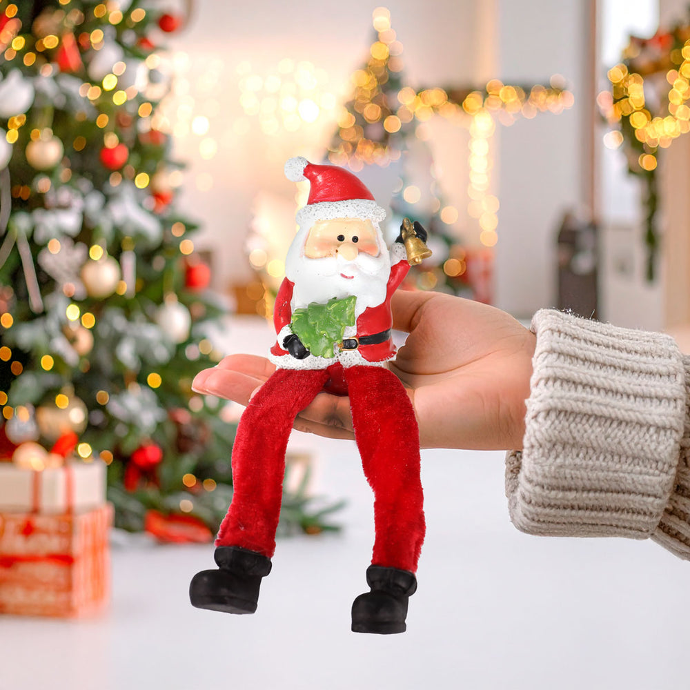 Santa Claus, Piernas Colgantes, Cerámica, Color Rojo