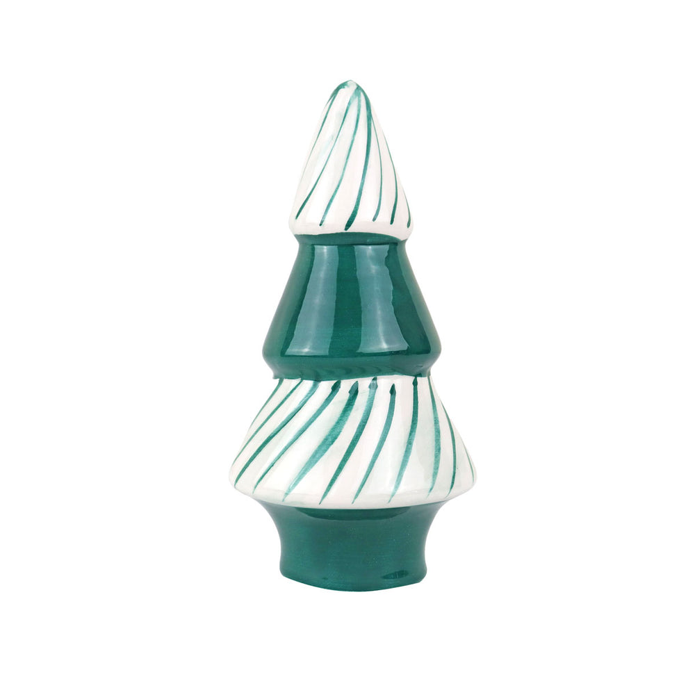 Adorno de Mesa Árbol de Cerámica, Color Verde y Blanco