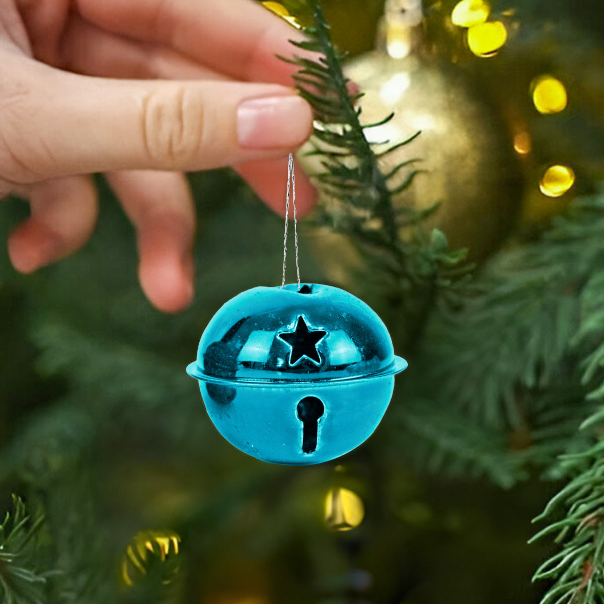 Cascabeles Navideños, 6 pzas, Color Azul