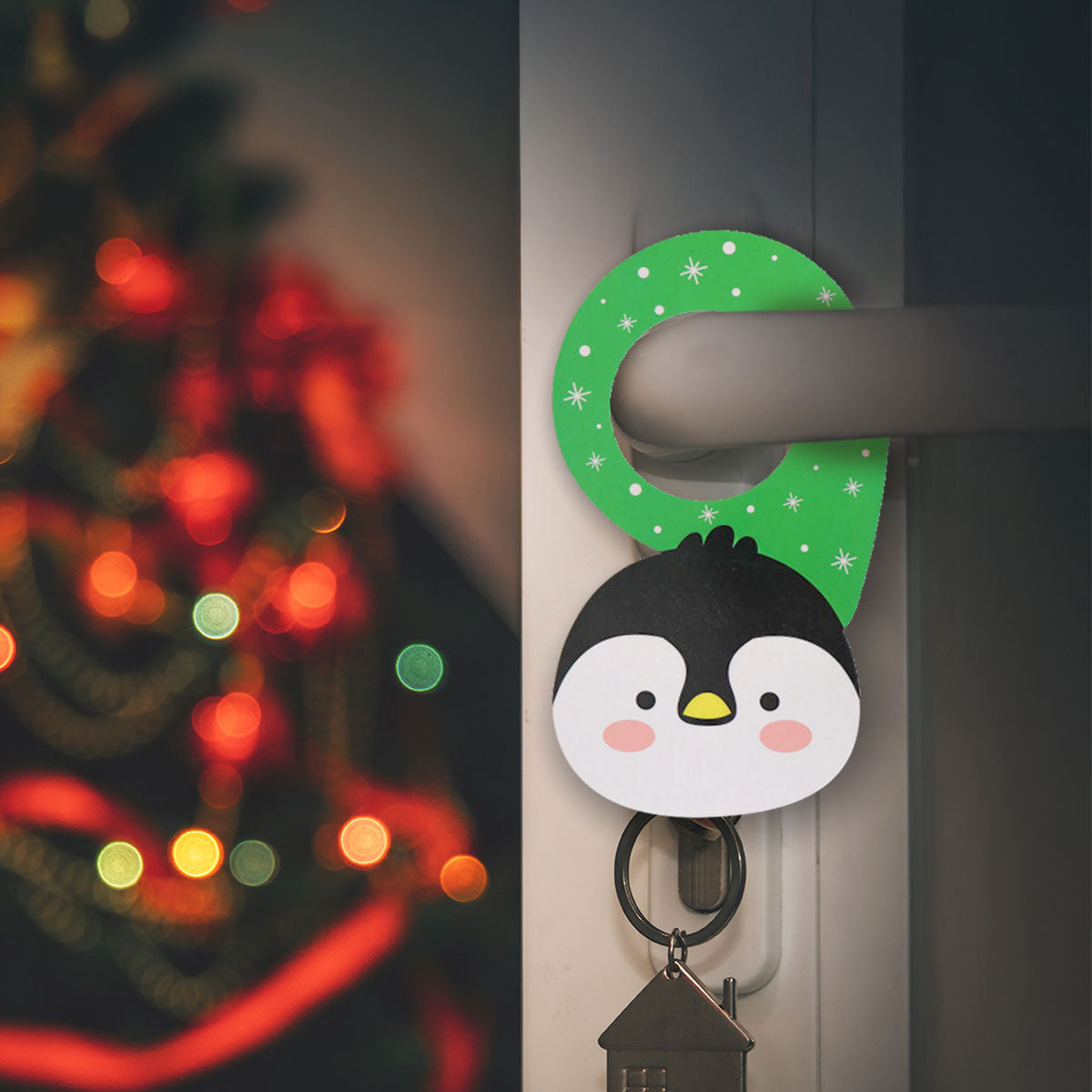 Pingüino, Adorno para Manija de Puerta Navideño