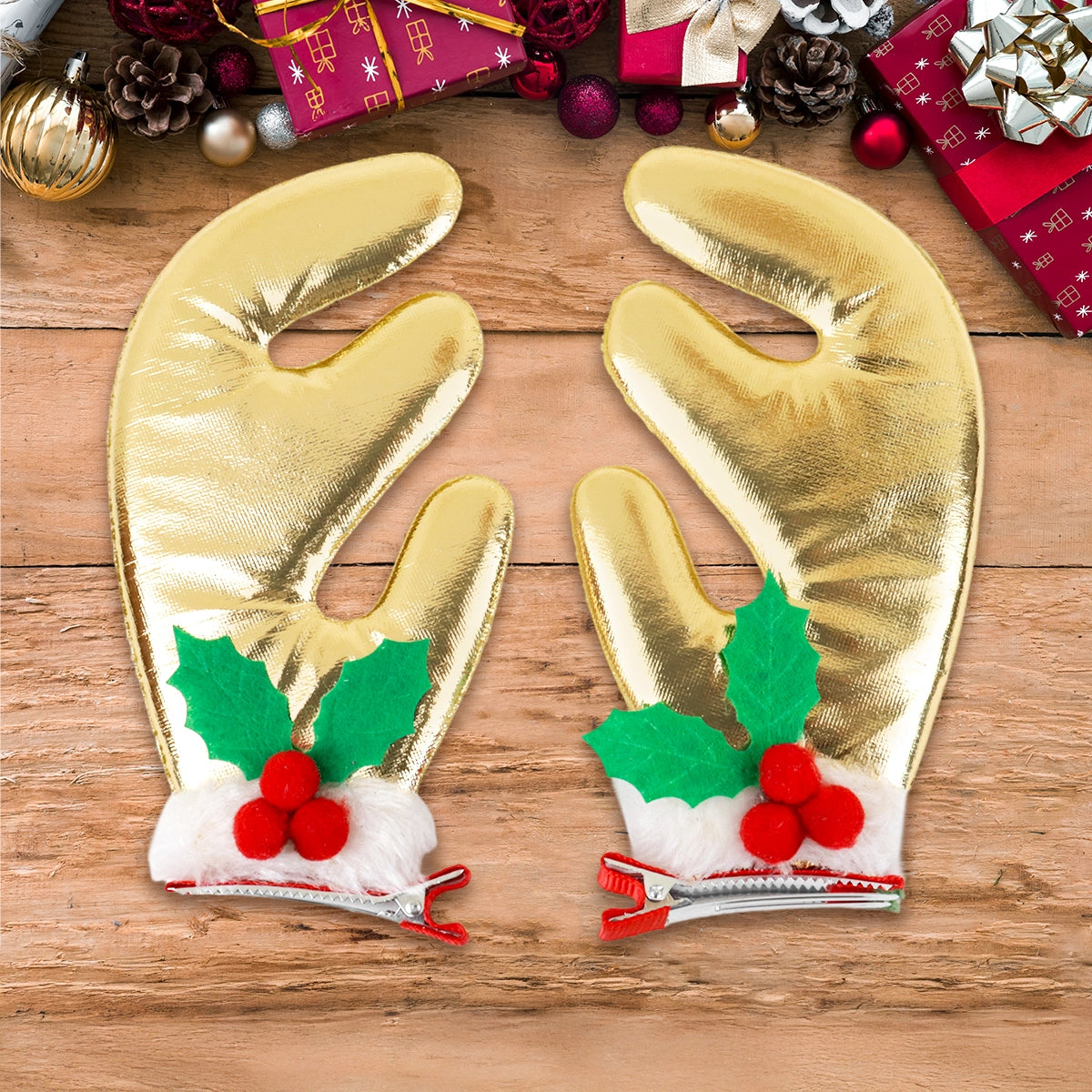 Broches para el Cabello con Diseño de Reno, Color Dorado