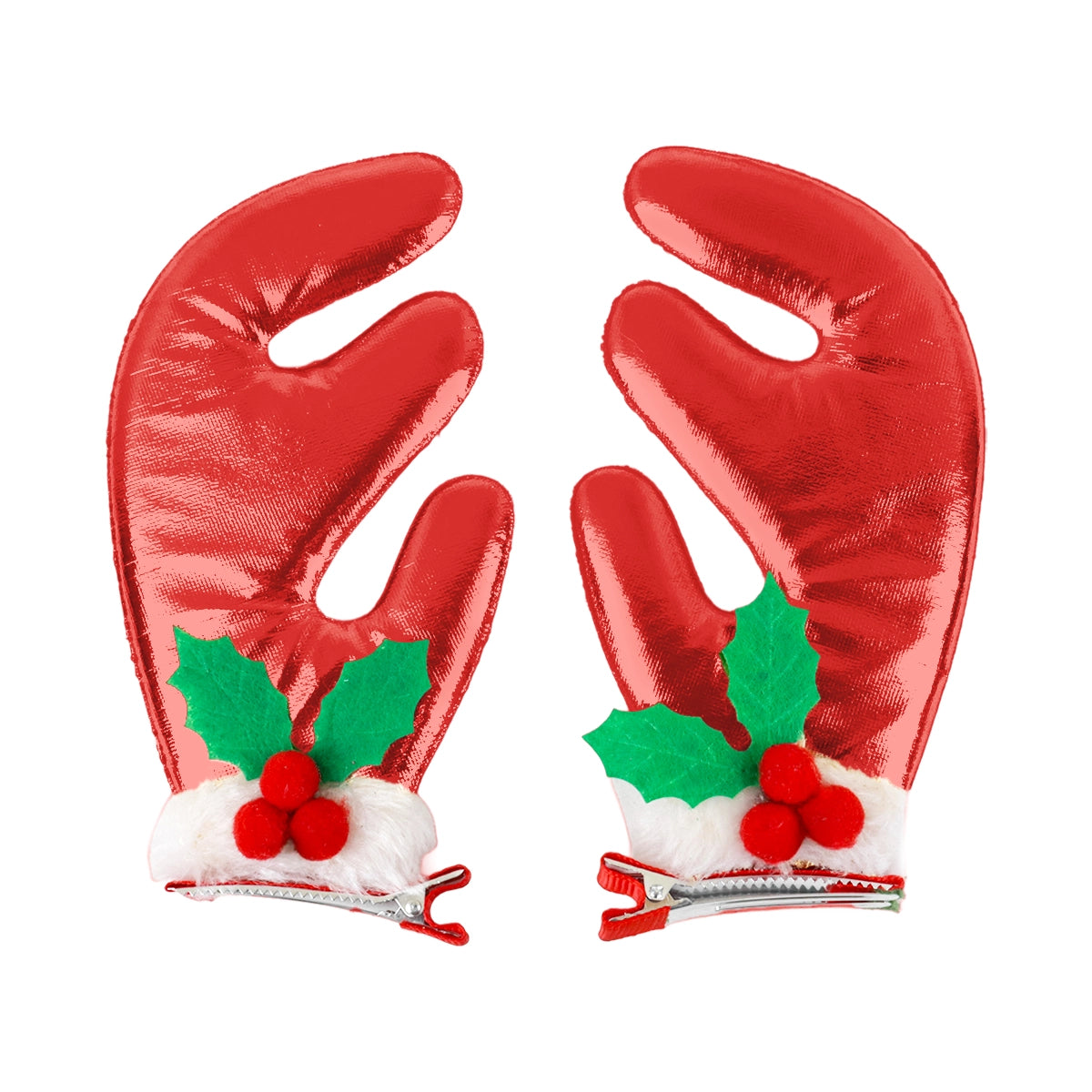 Broches para el Cabello con Diseño de Reno, Color Rojo