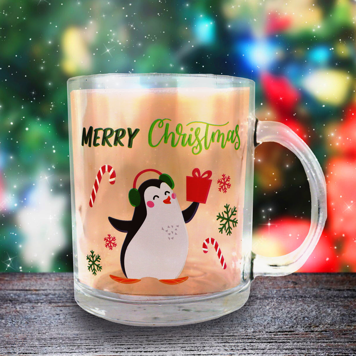 Taza Transparente "Merry Christmas" 340 ml