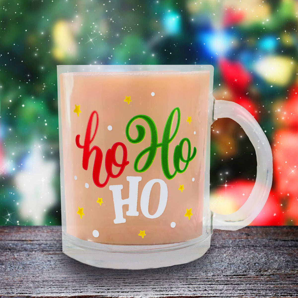 Taza Transparente, "HoHoHo" 340 ml