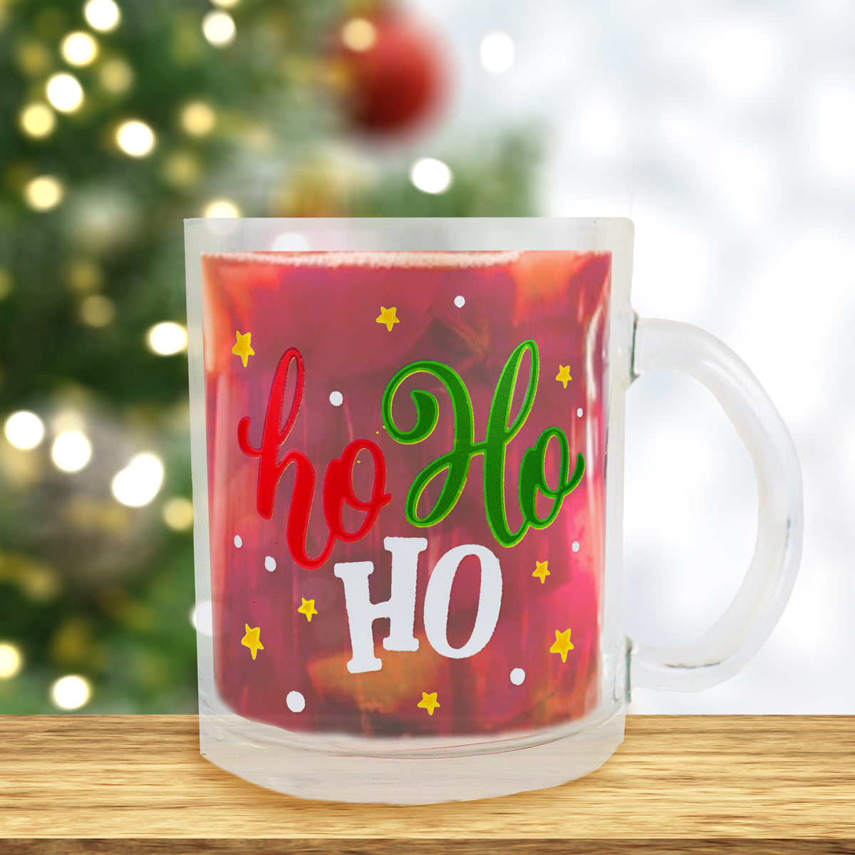 Taza Transparente, "HoHoHo" 340 ml