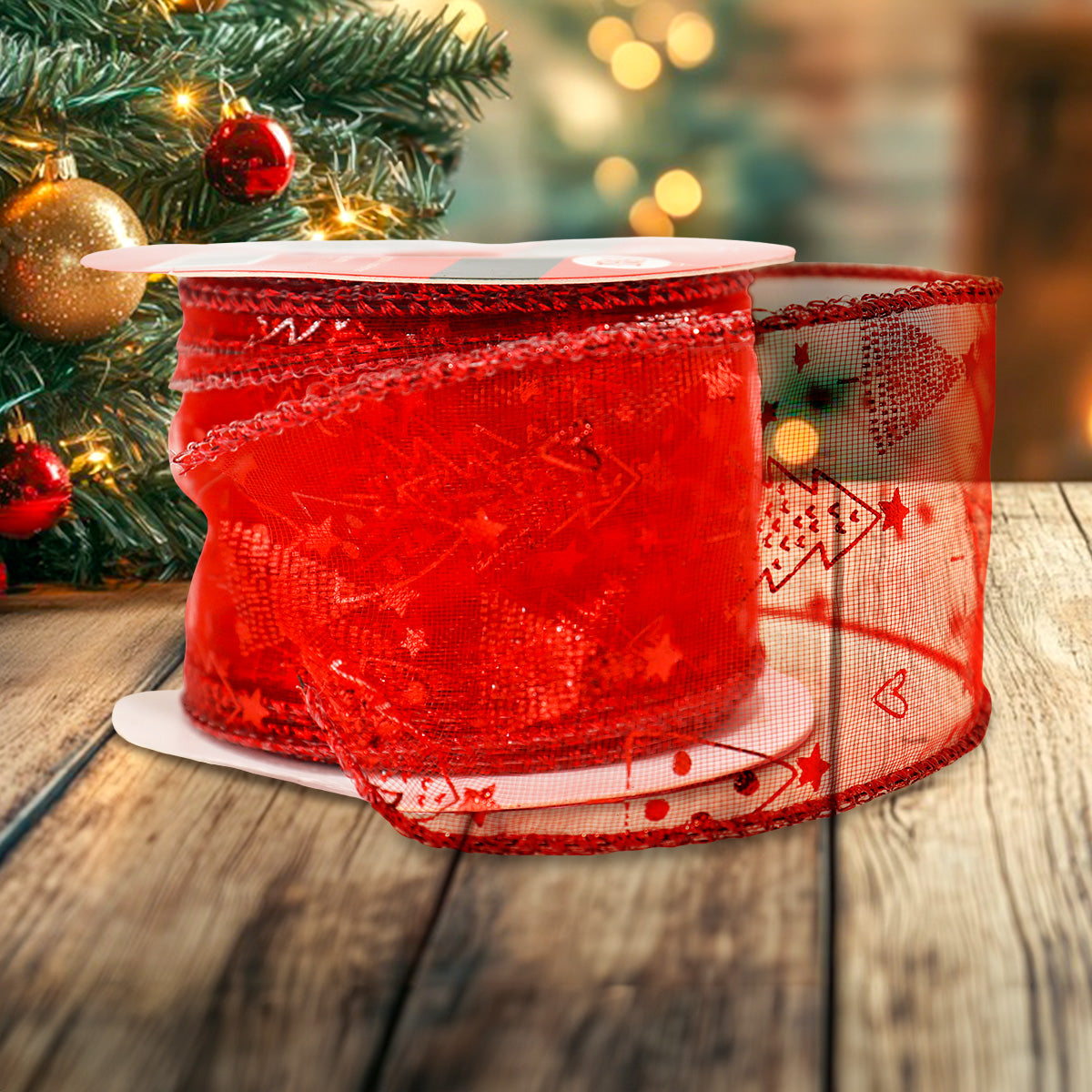 Listón Navideño Pattern Ribbon color Rojo