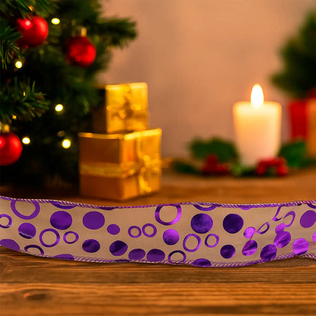 Listón Navideño color Morado Pattern Ribbon