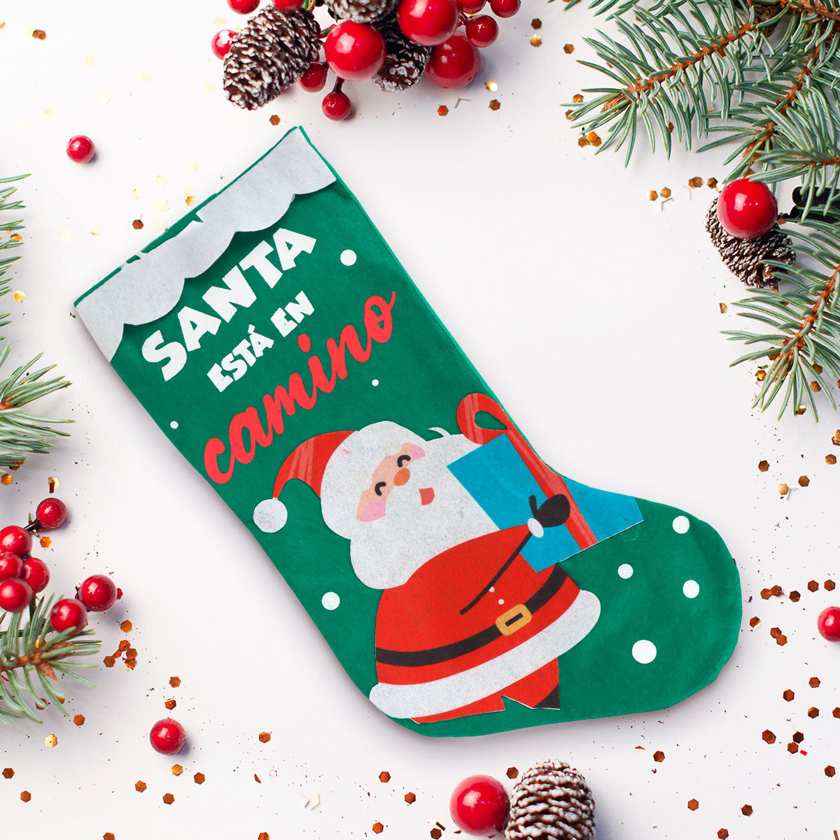 Bota Navideña "Santa Está en Camino"