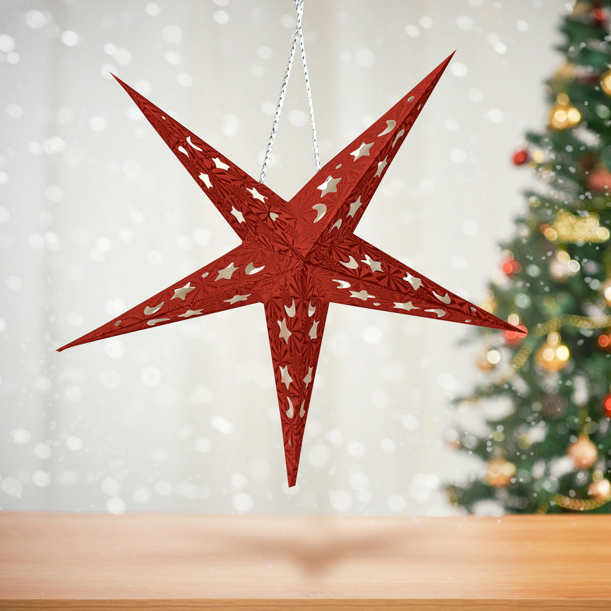 Estrella Decorativa de Papel color Rojo