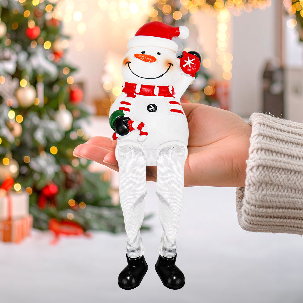 Snowman con Campana, Piernas Colgantes, Cerámica