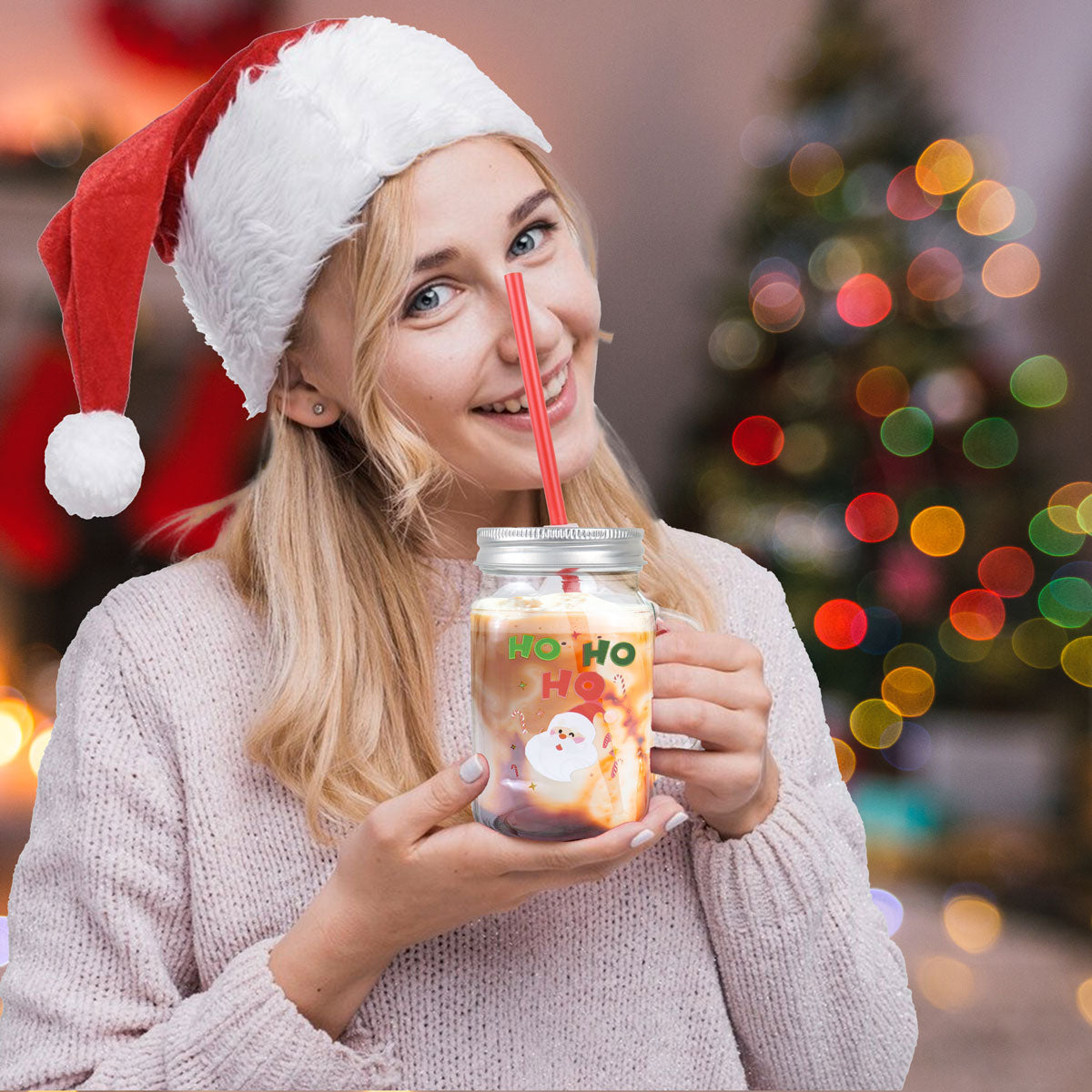 Tarro de Cristal con Tapa, Santa Claus