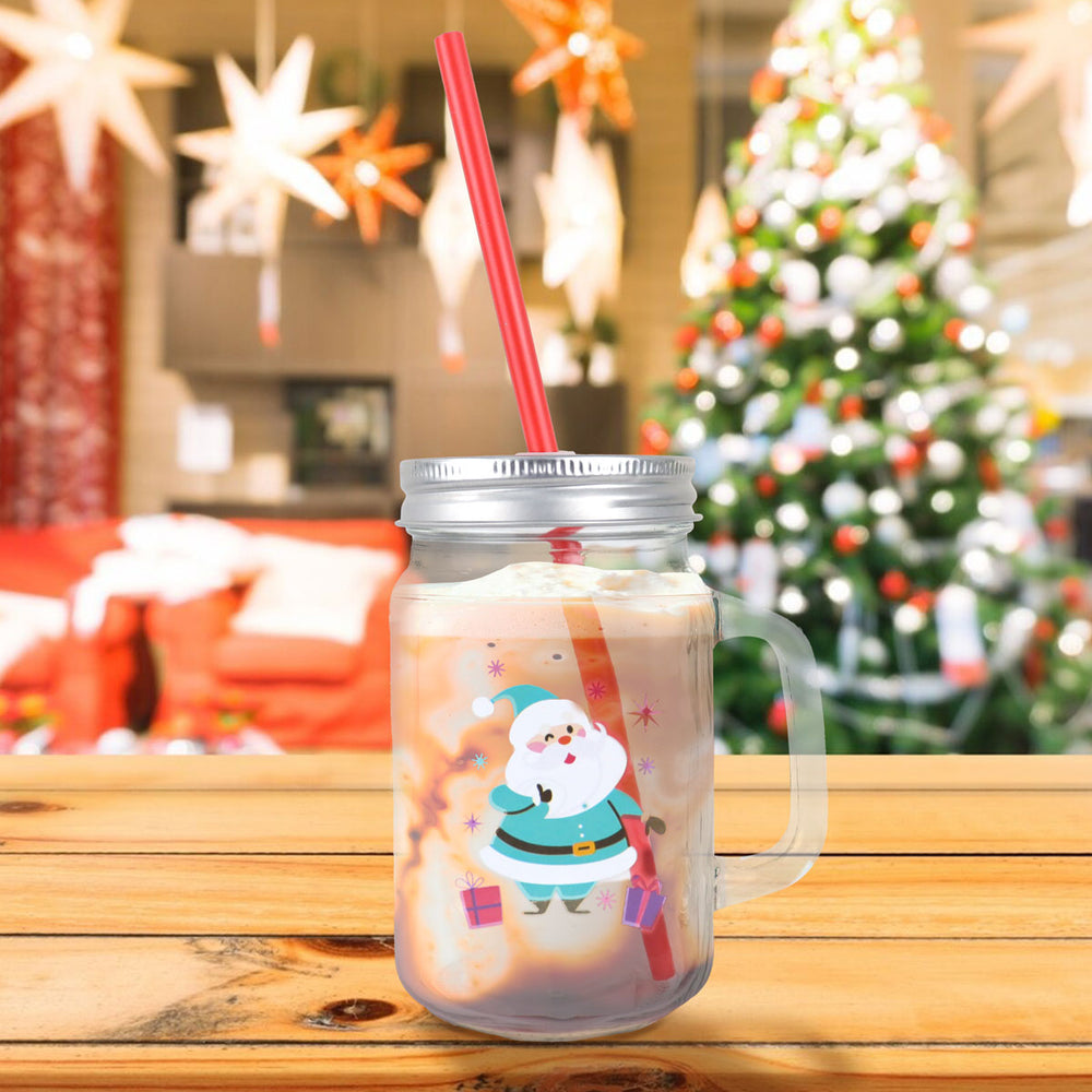 Tarro de Cristal con Tapa, Santa Claus Azul