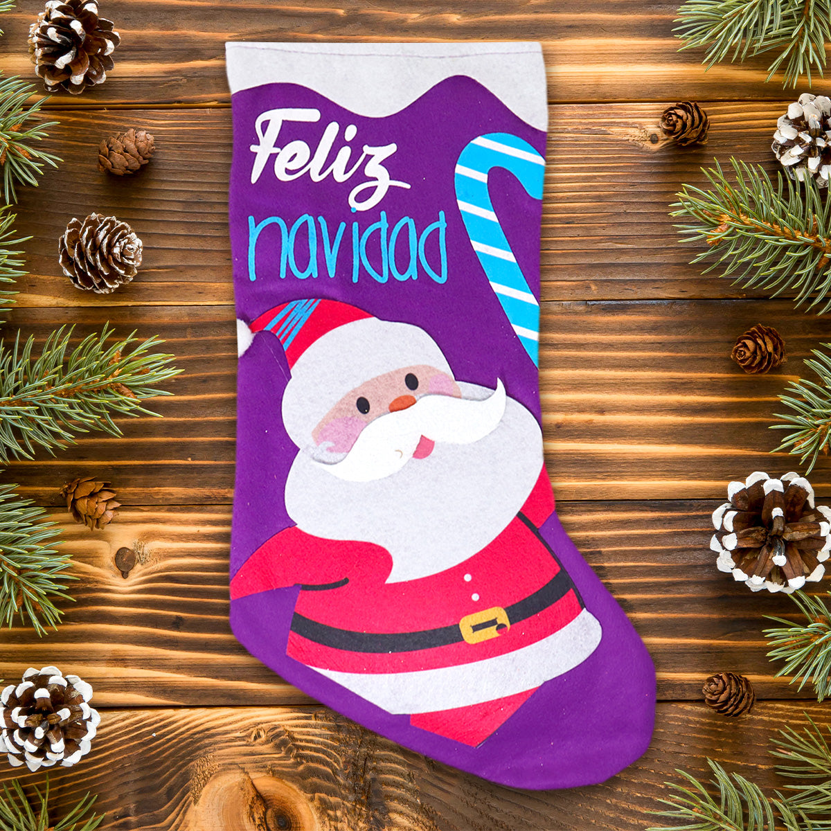 Bota Navideña color Morado, "Feliz Navidad"
