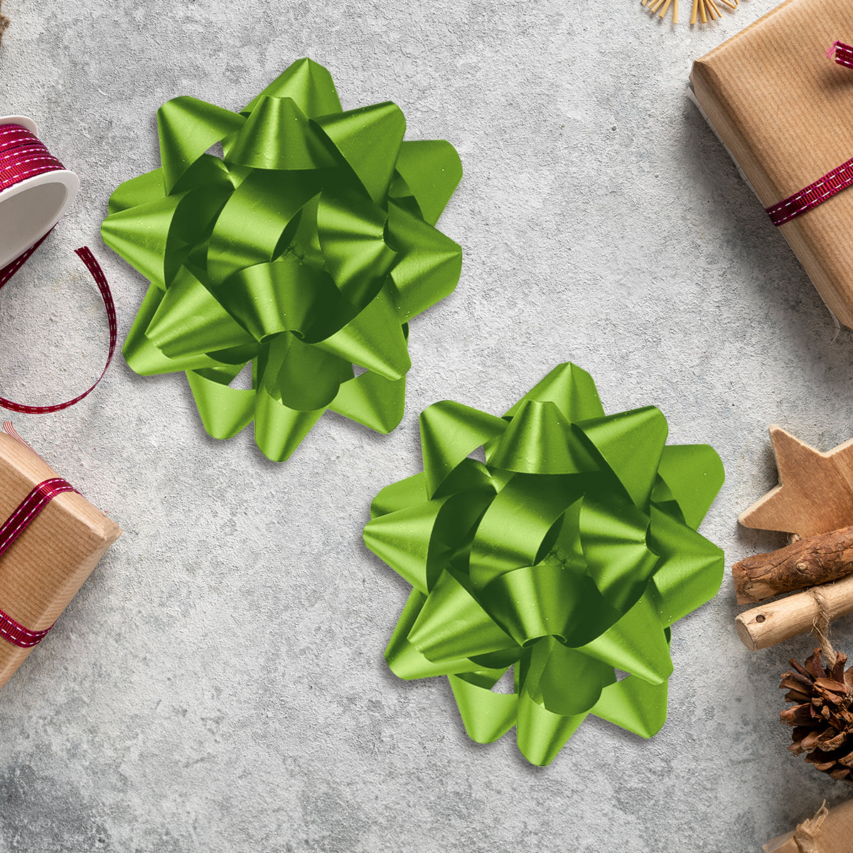 Moños para Regalo, Color Verde, 10 cm